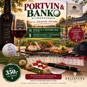 PORTVIN & BANKO MED SM�RREBR�D Fredag 2. Oktober kl. 18.30 i V�rebro Golfklub � Caf� Damsten