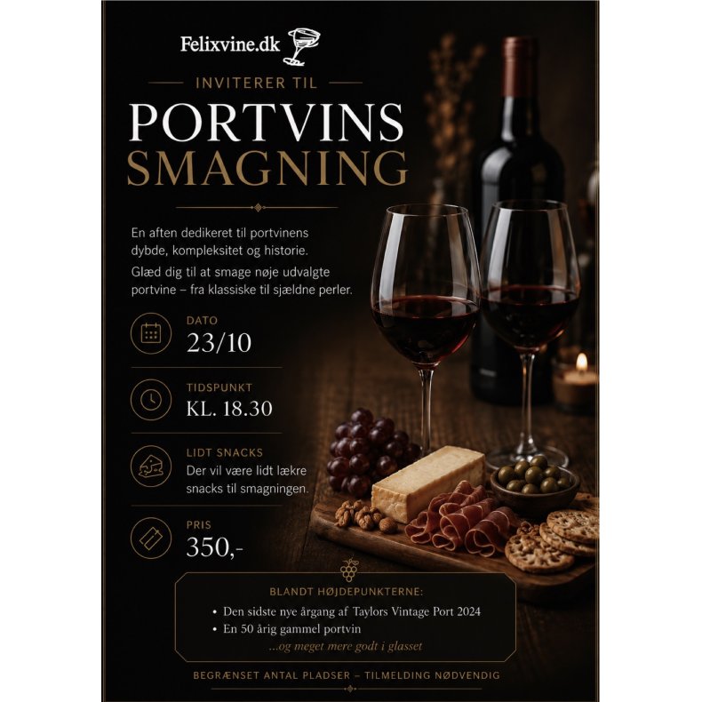 Portvinssmagning Fredag d. 23. oktober kl. 18.30