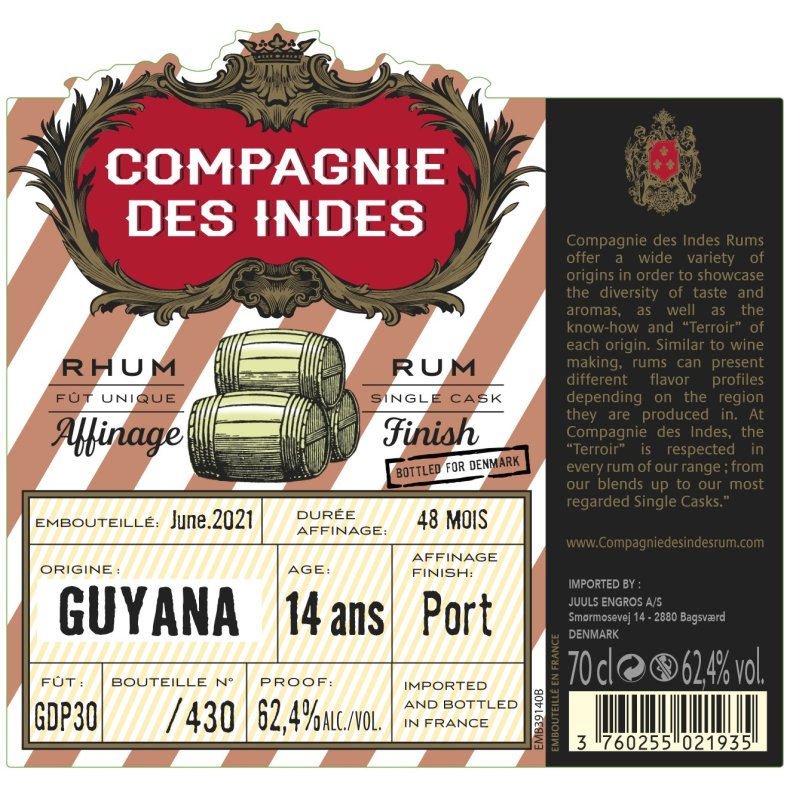 Compagnie des Indes CDI Guyana Porto Cask Finish 14Y. 62,4%