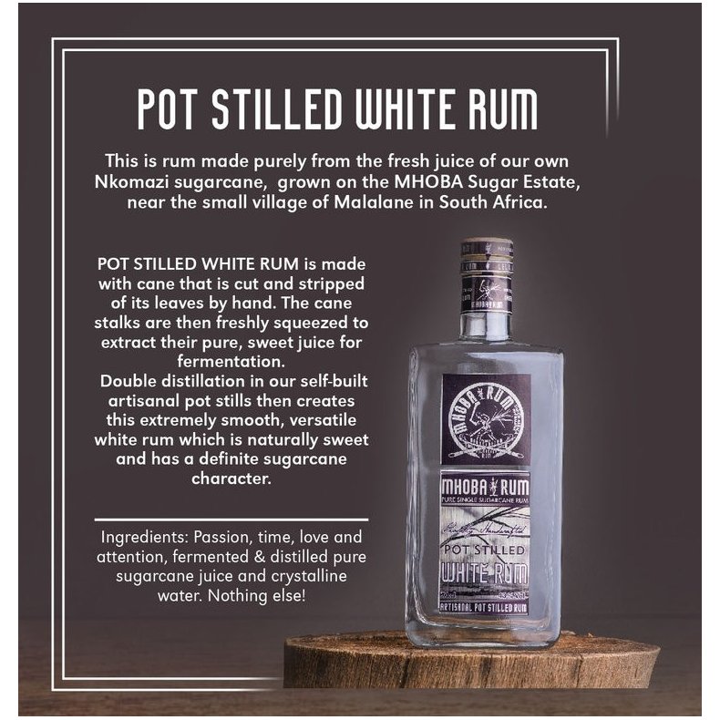 Mhoba Pot Stilled White rum 43%