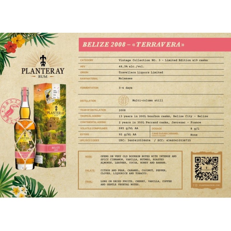 PLANTERAY BELIZE VINTAGE 2008 15Y 48,3% TERRAVERA