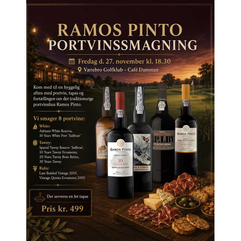 PORTVINSSMAGNING MED RAMOS PINTO  Fredag 27. november kl. 18.30 i V�rebro Golfklub � Caf� Damsten